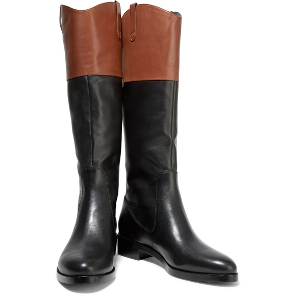 Halston Heritage Barbara Two-Tone Leather Boots - Picture 1 of 8